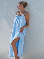 100% Cotton Temperament Camisoles Loose-fit Home Vacation Mini&Short Dresses