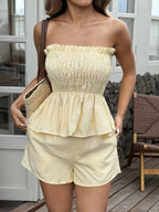 Wood Ear Strapless Bra Shorts 2-piece Sets