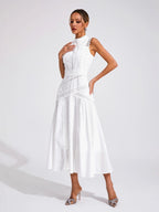 Sleeveless Elegant Long Lace-trimmed Dress