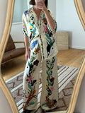 Printed Vacation Long-sleeved Shirt Pants Wide Leg Set 2-piece Sets