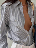 Striped Loose Pocket Blouse