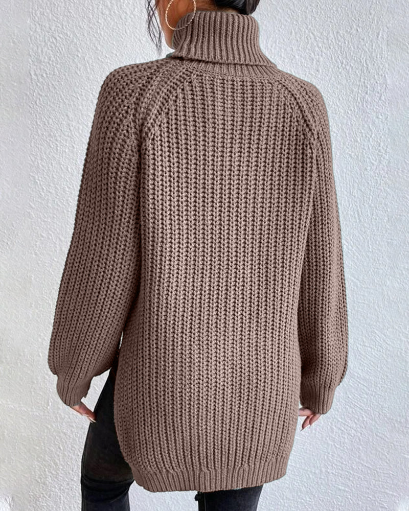 | Women's Winter Ribbed Turtleneck Sweater