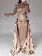 Sequined Satin Patchwork Maxi Dresses