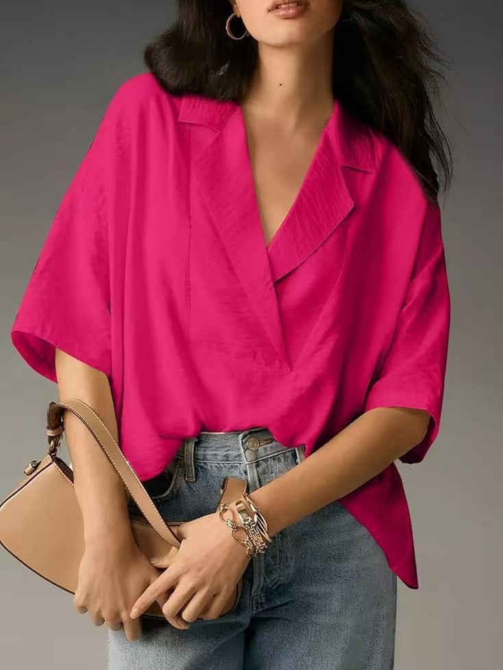 Short-sleeved Collared Casual Loose T-shirt