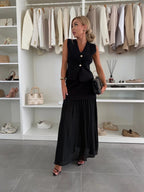 Buttons Vest Top Wide-leg Pants Set 2-piece Sets