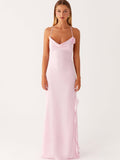 3D Flowers Backless And Slit V-neck Suspenders Maxi Dresses