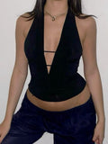 Hollow Out Neckband Straps Backless Tank Tops