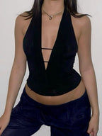 Hollow Out Neckband Straps Backless Tank Tops