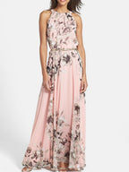Halter Vacation Printed Maxi Dresses