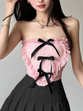 Bow Love Ruffle Strapless Vest