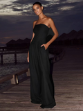 Sexy Slim-fitting Wrap-style Long Jumpsuit