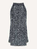 Sequin Decorated Velvet Skirt In Silver