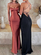 Back-Less Tie-Up Thin Strap Maxi Dress