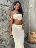 Resort-style Slit Skirt Set, Sexy Two-piece Set With Cutouts