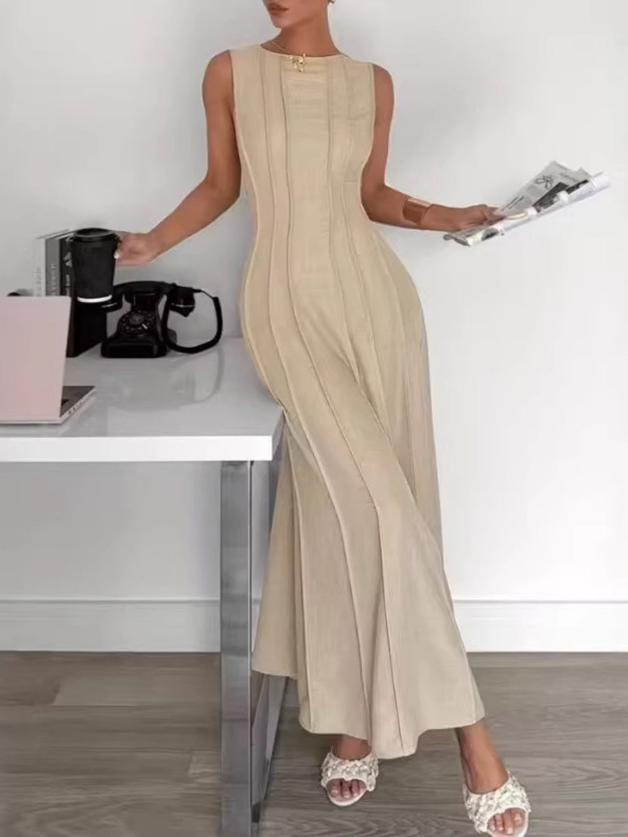 Sleeveless Temperament Gathering Grace Maxi Dresses