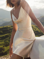 Camisoles Draped Collar Bandage Sexy Formal Dress Mini&Short Dresses