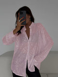 Long Sleeve Cardigan Sequins Design Shirts