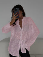 Long Sleeve Cardigan Sequins Design Shirts