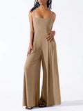 Camisoles Pleated Solid Color Jumpsuits