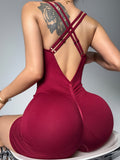 Cross Shoulder Straps Backless Quick-drying Threads Exercise Yoga Jumpsuits