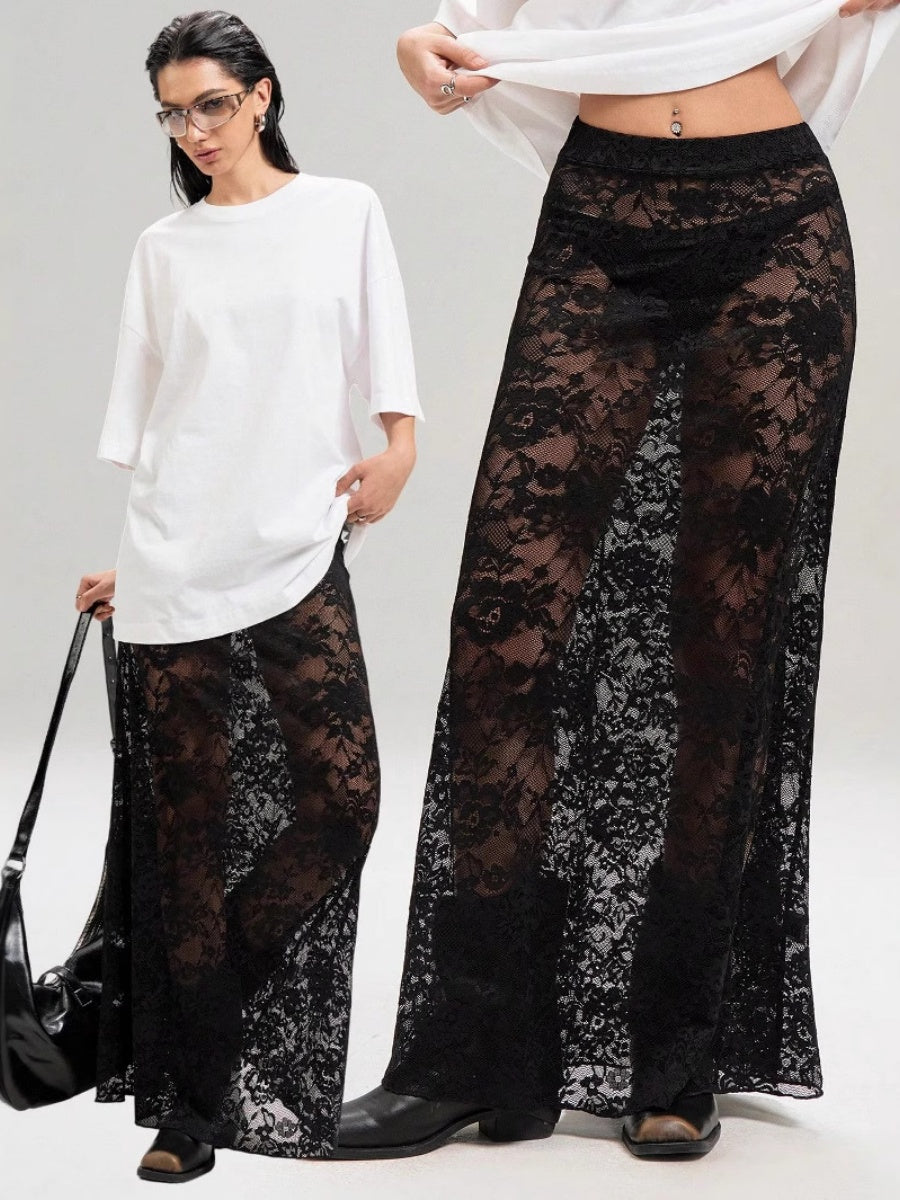 Lace High Waist Perspective Fashion Skirts
