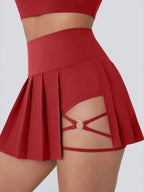 Irregular Pleated Skirt Round Button Skirts