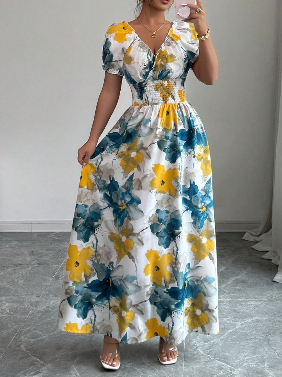 V-neck Floral Grace Maxi Dresses