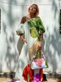 Off-shoulder Floral Print Maxi Dress For Vacation