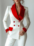 Long Sleeve Buttons Splicing Interface Bag Contrasting Colors Blazers
