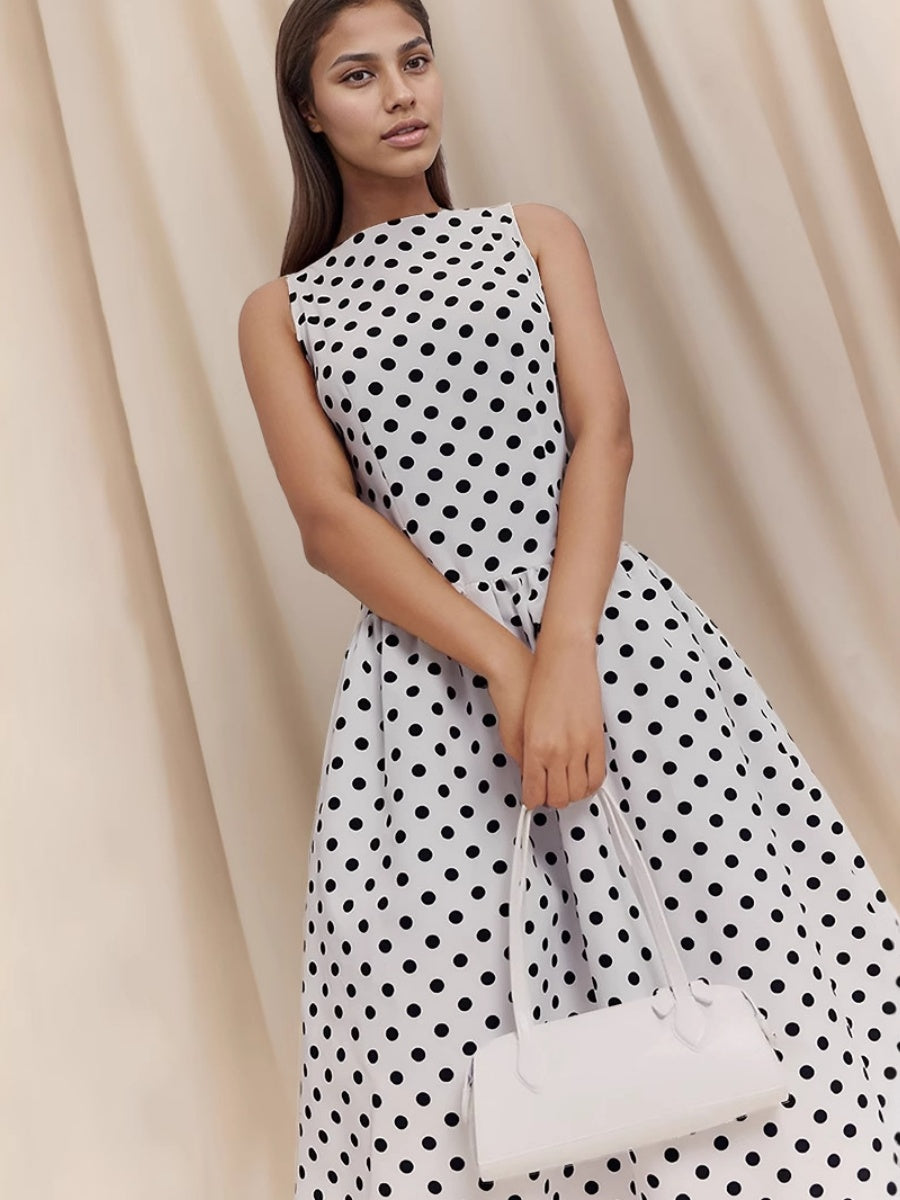 Sleeveless Polka Dots Dot Grace Maxi Dresses