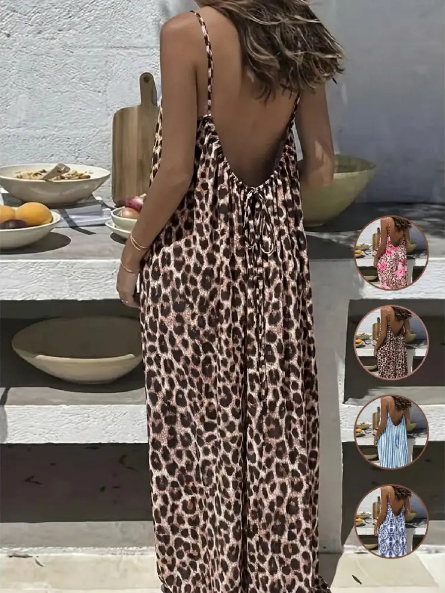 Vacation Halter-neck Backless Loose Long Dress
