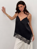 V-neck Irregular Lace Trim Splicing Jacket Camisoles