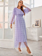 Mesh Polka Dots Maxi Dresses