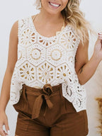 Loose Crochet Vest Sheer Top