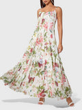 Fresh And Elegant Floral Print Halter Top Maxi Dresses