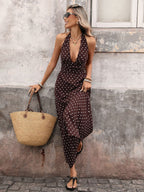 Polka Dots Deep V-neck Neckband Maxi Dresses
