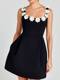 3D Flowers Temperament A-pendulum Seminarians Mini&Short Dresses