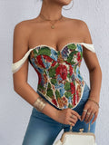 Jacquard Bandeau Top Tie Fish Bones Strapless Bra