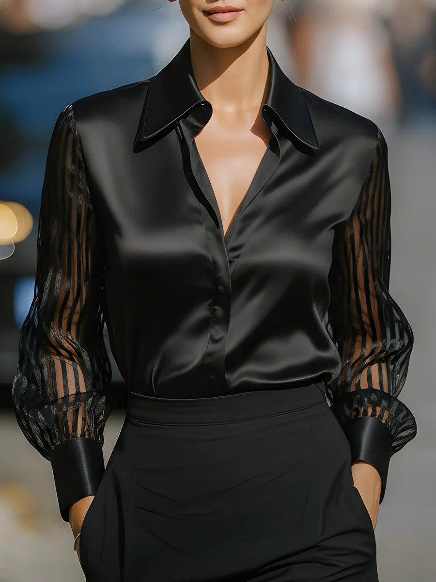 Loose Satin Long-sleeved Shirt