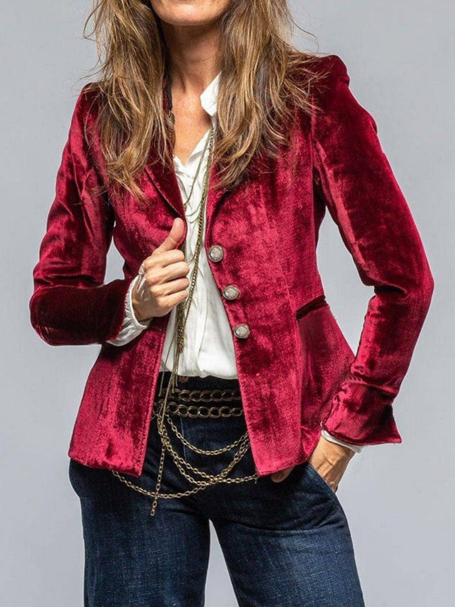 Velvet Blazer-Style Outerwear Top