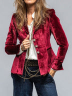Velvet Blazer-Style Outerwear Top
