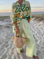 Fashionable Print Casual Vacation Style Set