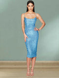 Sequined Backless Halter Dress