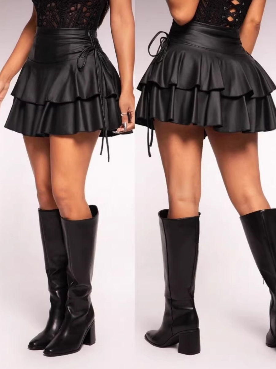 Sexy Ruffle Double Layer Side Straps Tutu Skirts