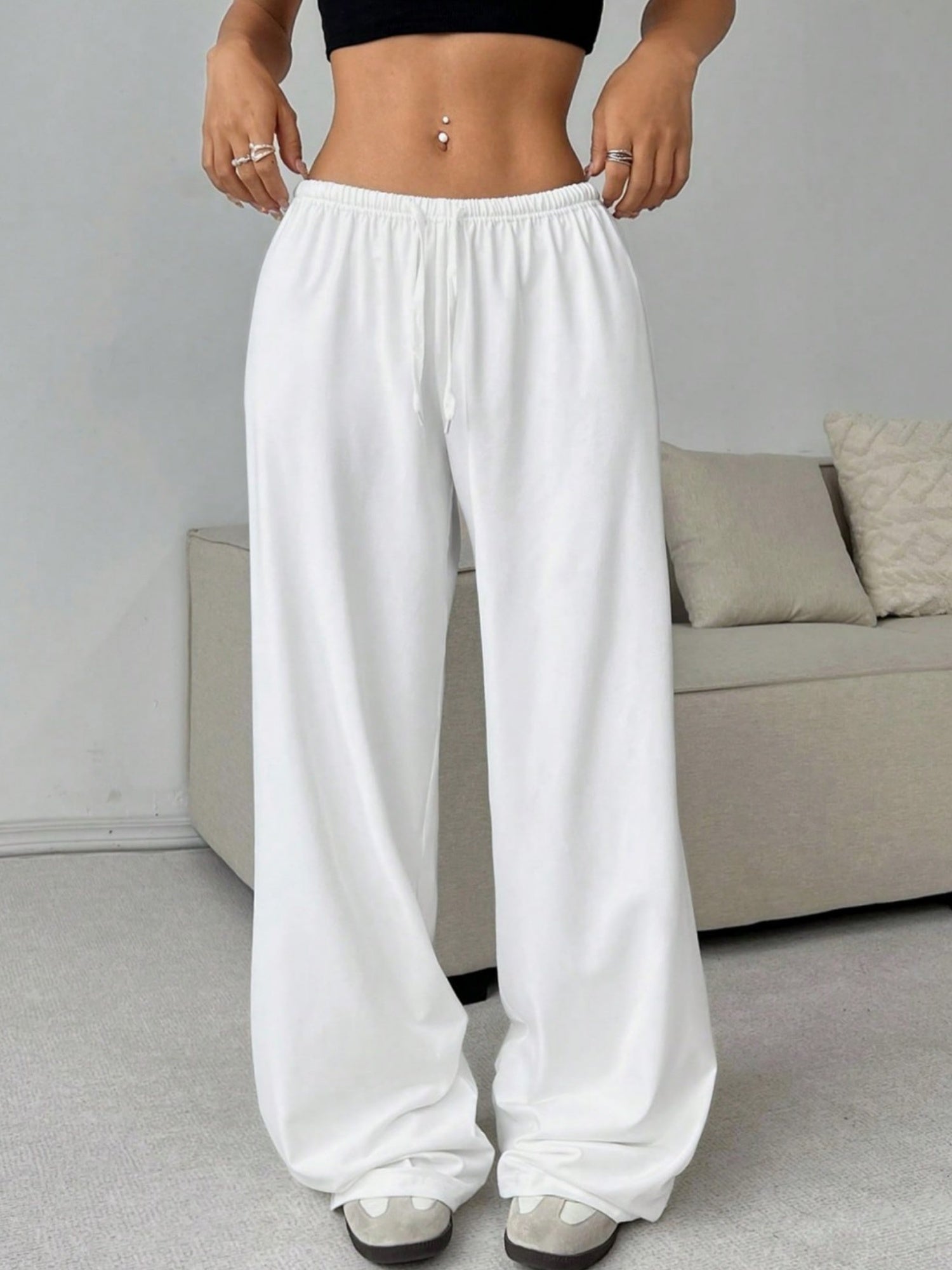 Drawstring Relaxed Exercise Sweatpants