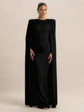 Cloak Style Longline Temperament Crew Neck Grace Maxi Dresses
