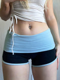 Color-blocked Low-rise Hip-hugging Slim-fit Shorts