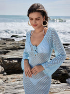 Hollow Knitting Perspective 3D Flowers Hip-hugging Cover Ups