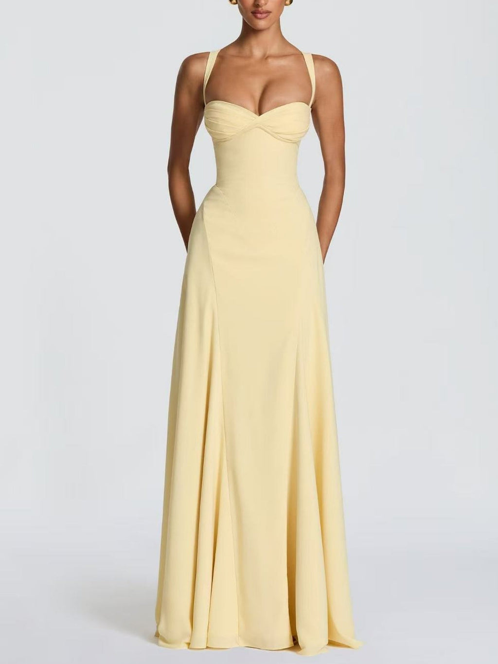Backless Strappy Neckband Large Skirt Maxi Dresses