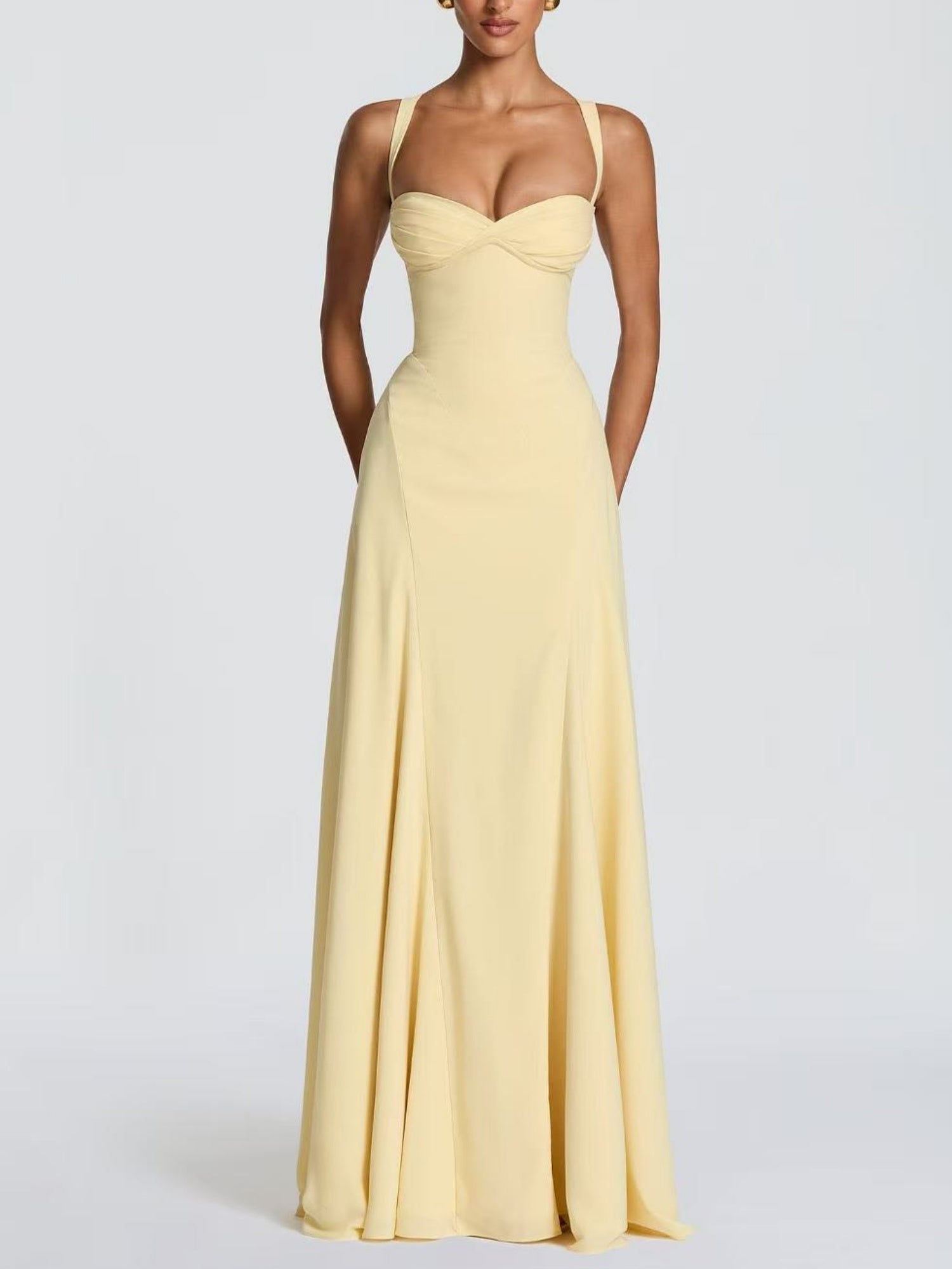 Backless Strappy Neckband Large Skirt Maxi Dresses